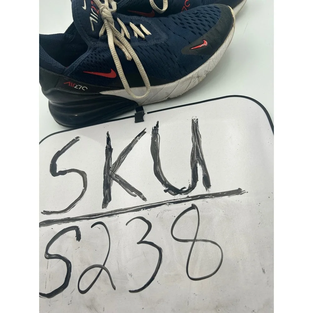 Nike Air Max 270 Navy Blue Red Youth Sneakers 4Y 943345-410